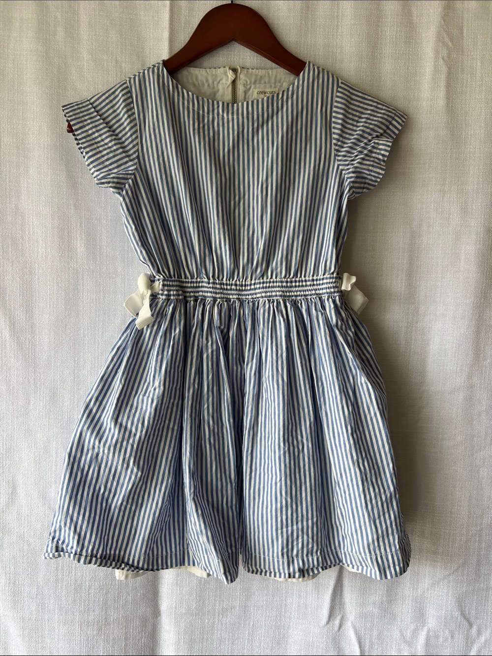 Crewcuts Blue and White Striped Smocked-Waist Dress